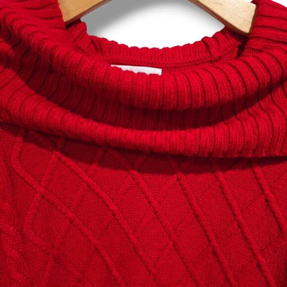 Calvin Klein Women’s Red Cowl Neck Sweater - Small, Soft Knit, Casual Style - Picture 3 of 8